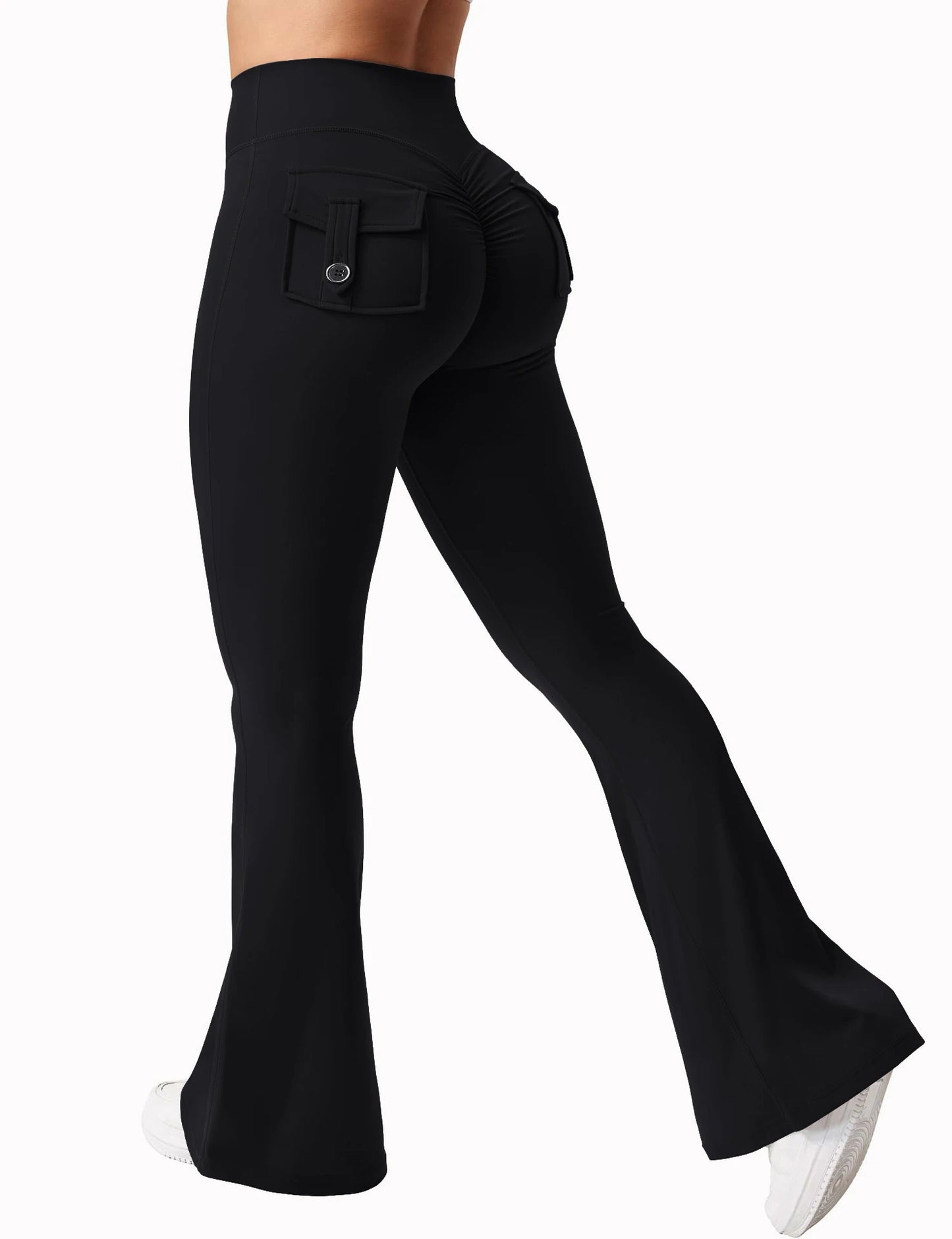 Women's Yoga Flare Trousers High Waist Wide Leg with Pockets