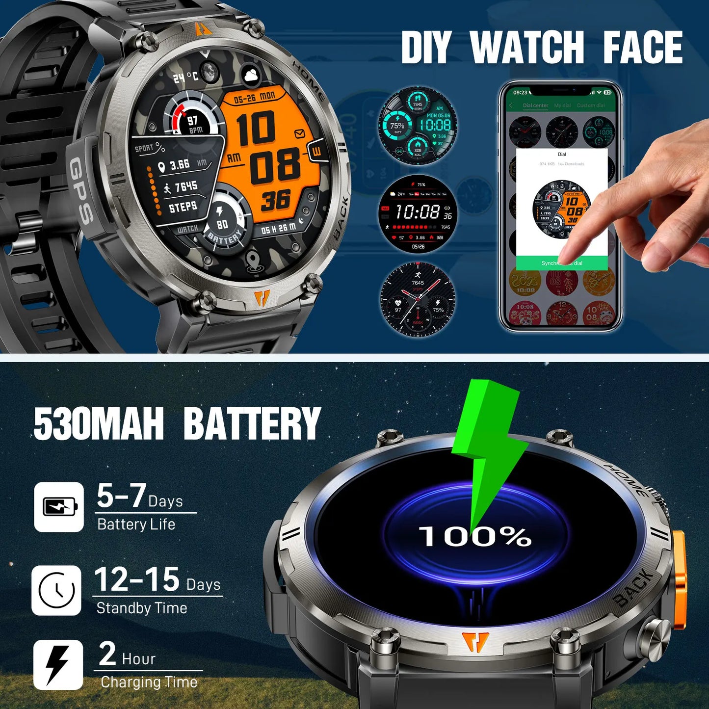 EIGIIS KE3 Smartwatch Men Bluetooth Health Monitor Full Touch Screen