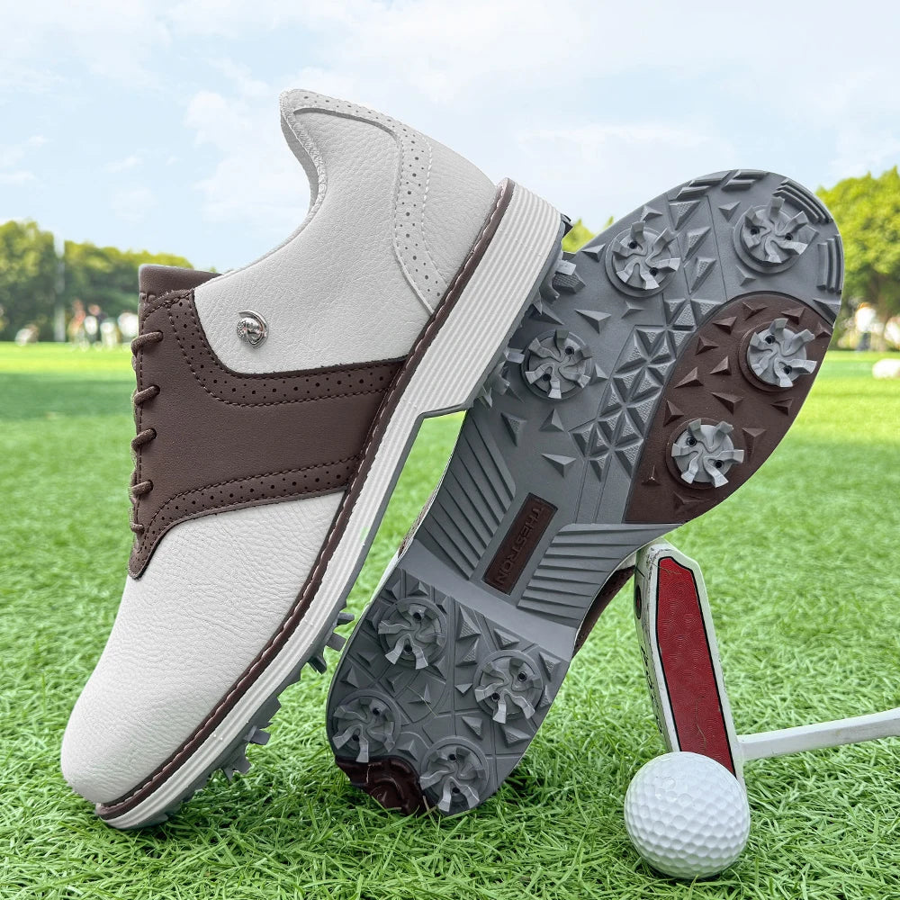 Lenox Golf Shoes for Men Spikes Lace Up Walking Footwear