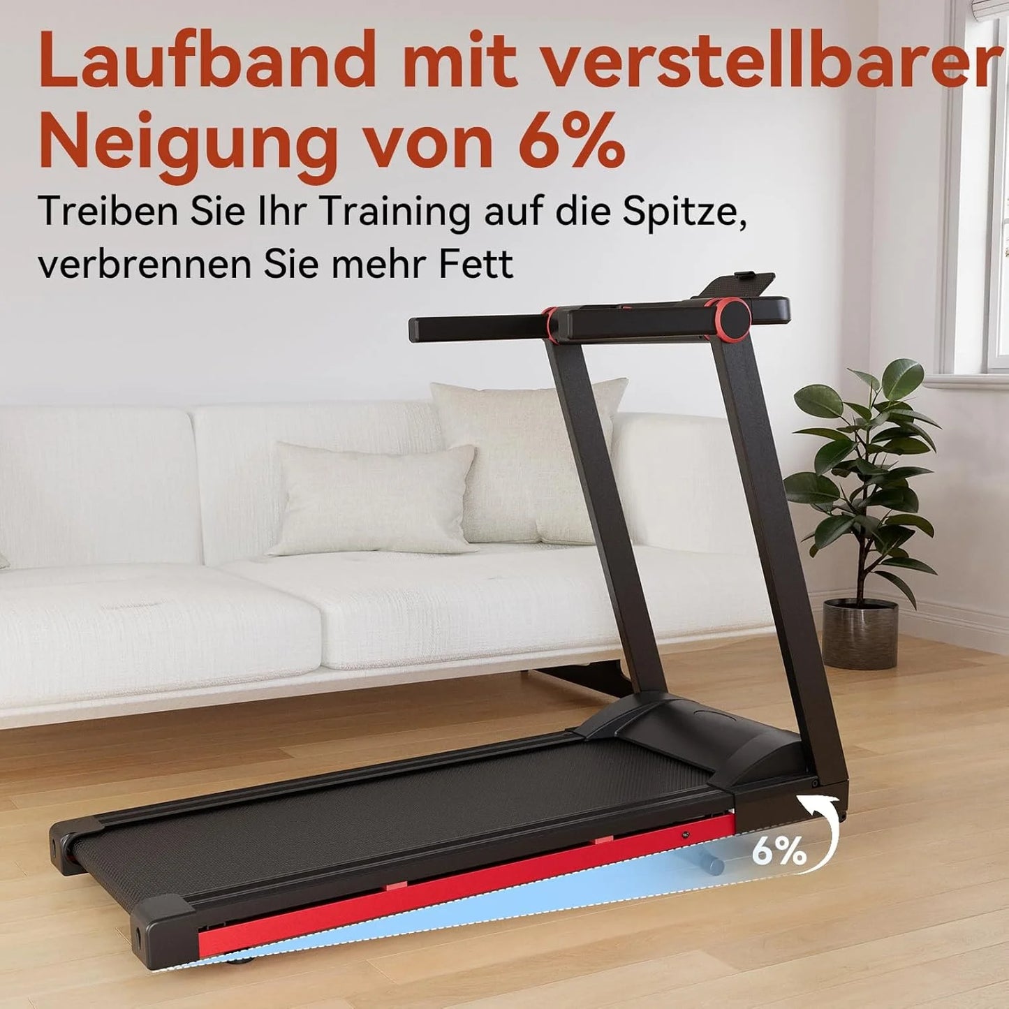 Foldable 3.5HP Treadmill With Incline 6 Percent For Home Office