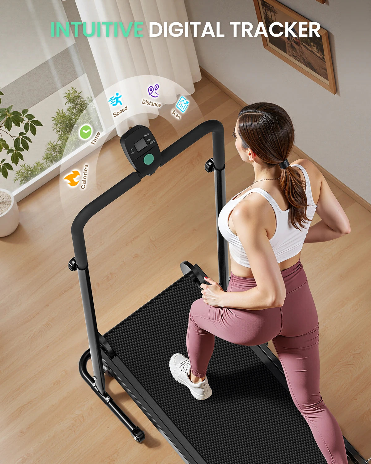AKLUER Non Electric Treadmill Dual Flywheels Fixed Incline Motorless