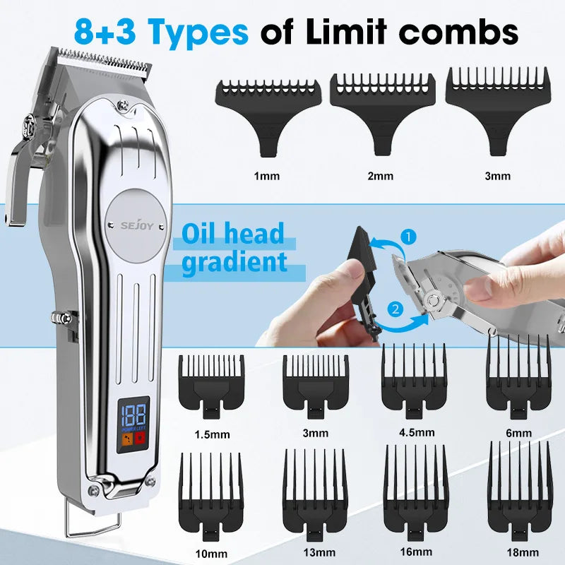 Sejoy Professional Hair Clipper Kit For Men Cordless Trimmer Set
