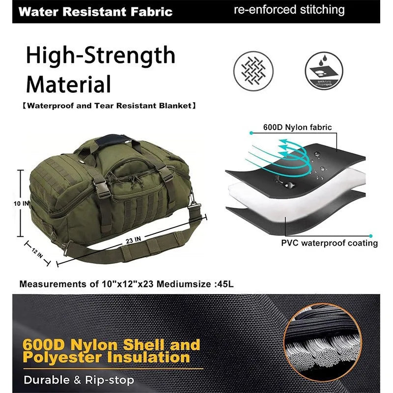 LQARMY Waterproof Duffel Bag for Travel and Luggage
