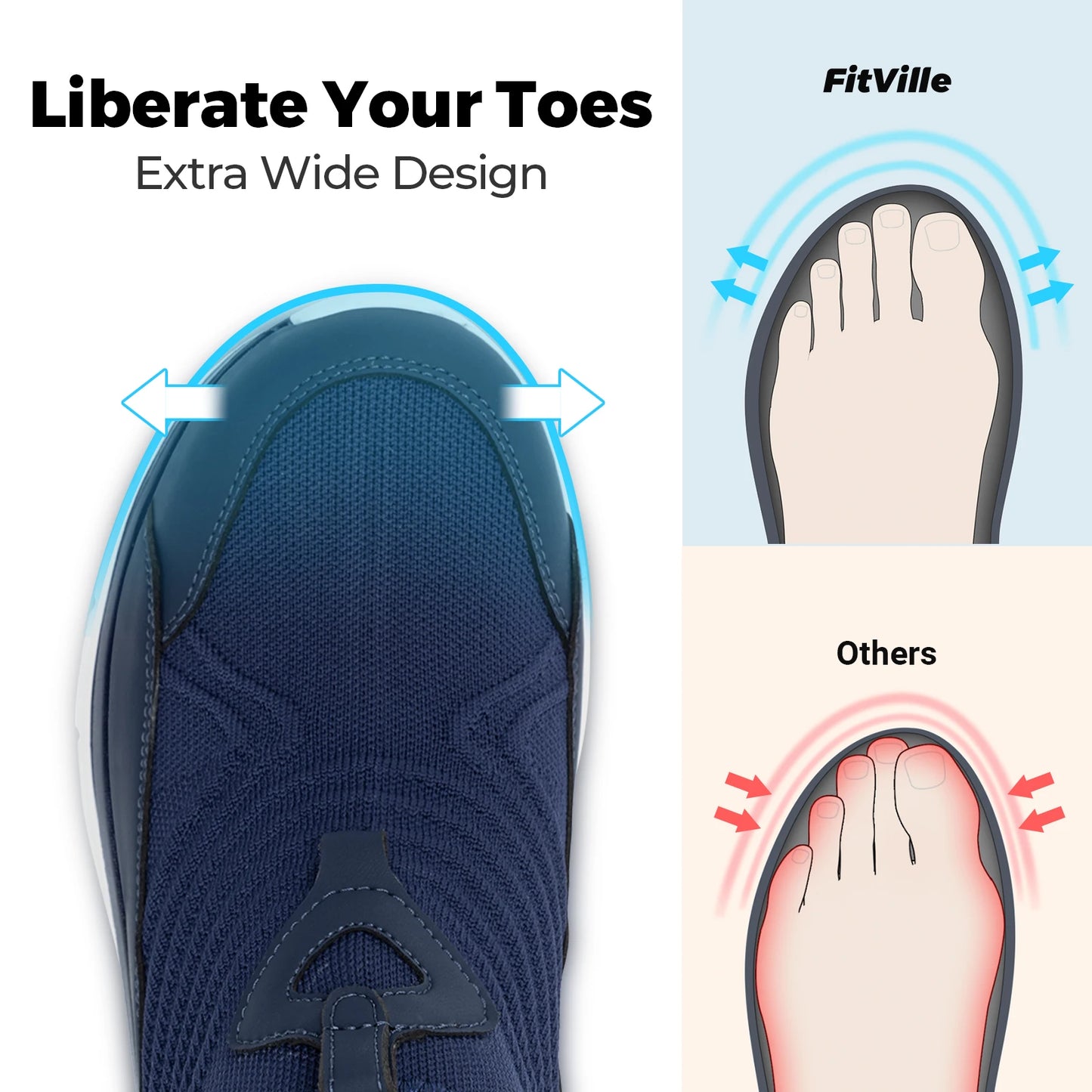 Fitville Wide Mens Slip-On Walking Shoes for Swollen Feet