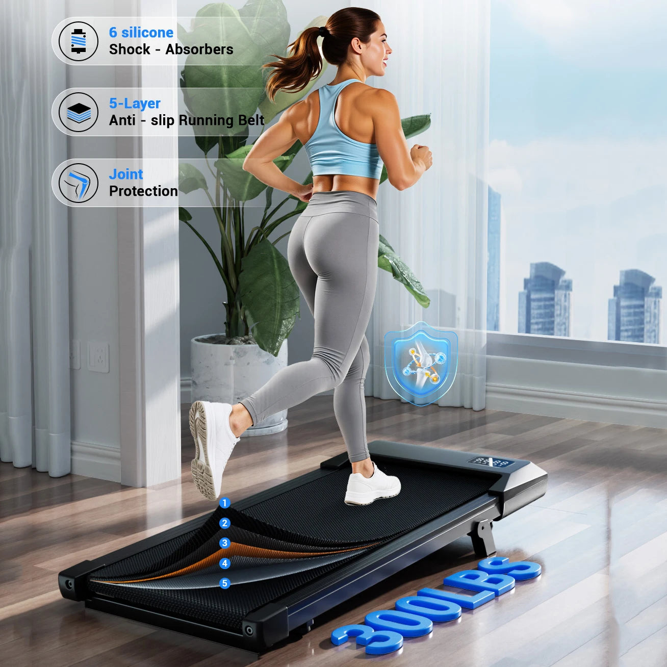Superun Foldable Under Desk Treadmill 2.5 HP Quiet Walking Pad