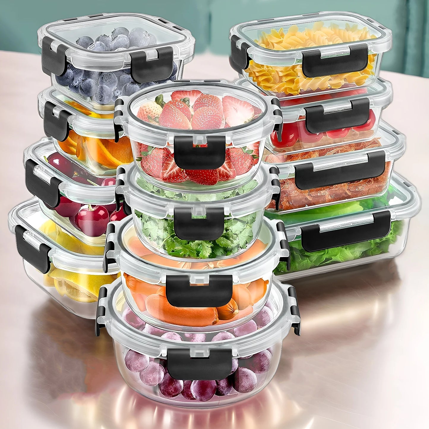 Glass Lunch Box Set Meal Prep Containers Airtight Bento Boxes