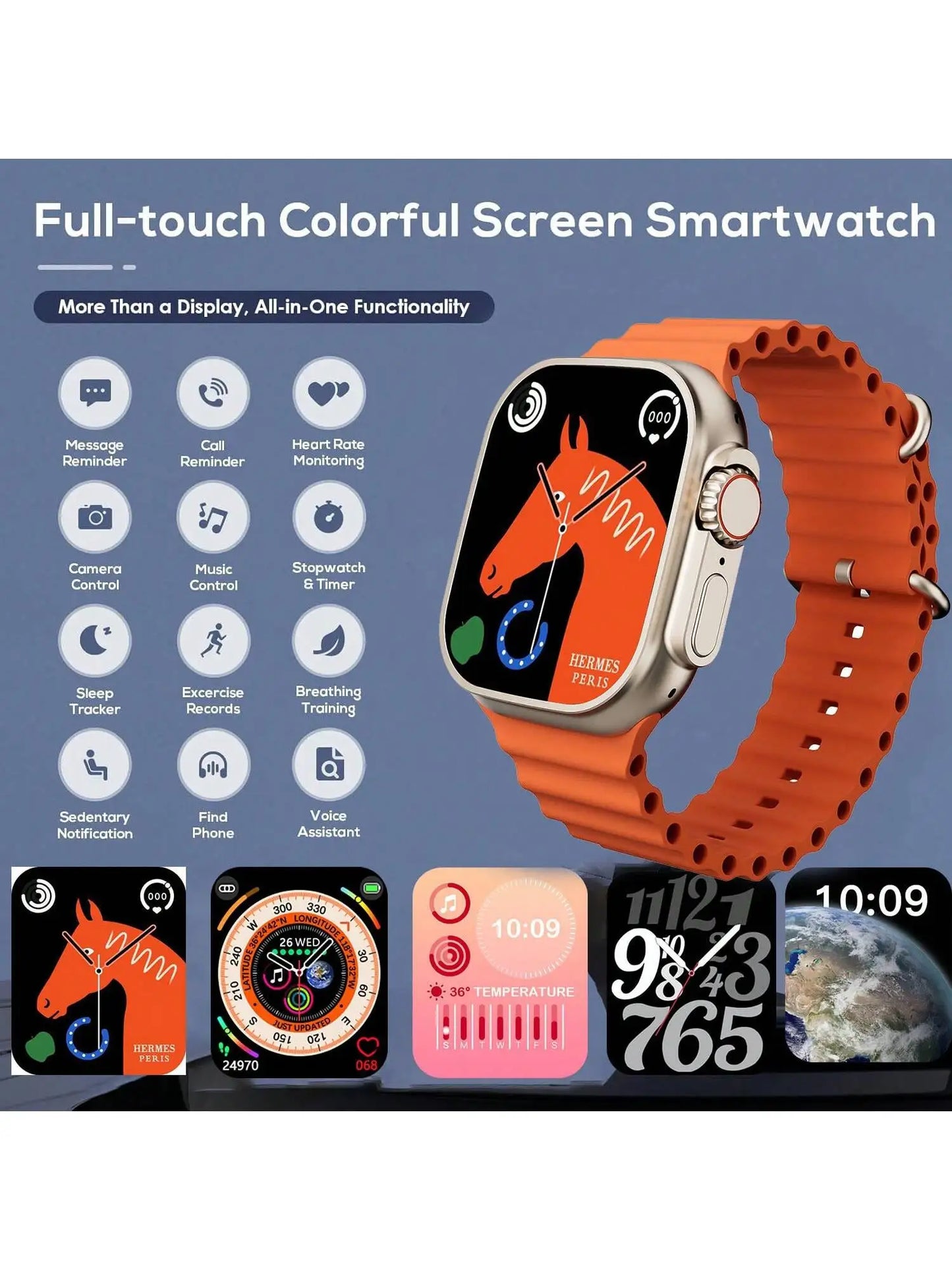 Smartwatch With Case And Seven Bands Bluetooth Calling Fitness Tracker