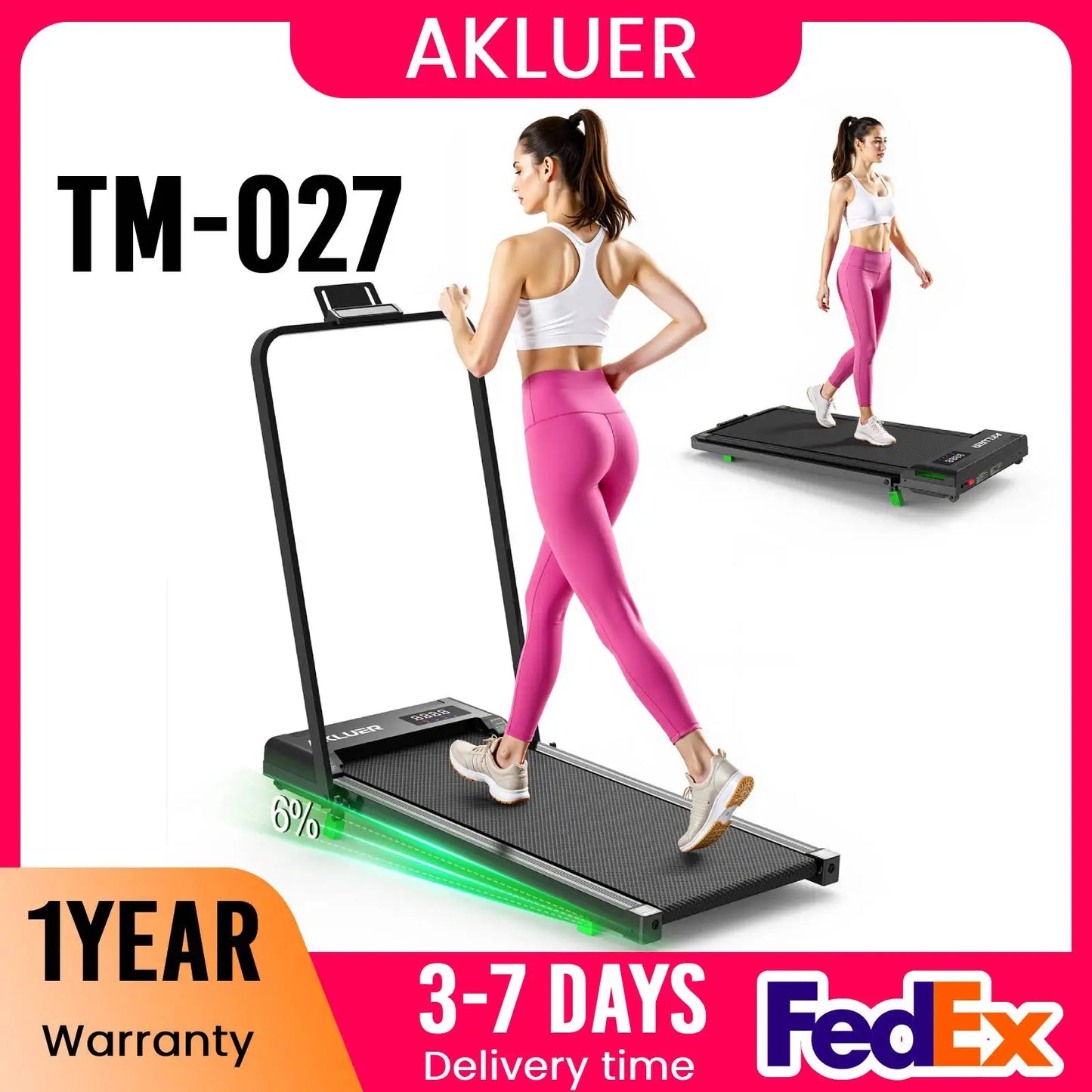 AKLUER Walking Pad Treadmill Under Desk Portable HP Remote