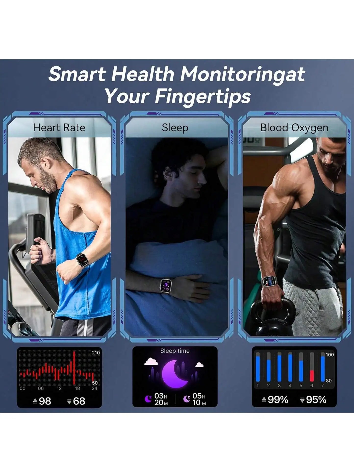 Smartwatch With Case And Seven Bands Bluetooth Calling Fitness Tracker