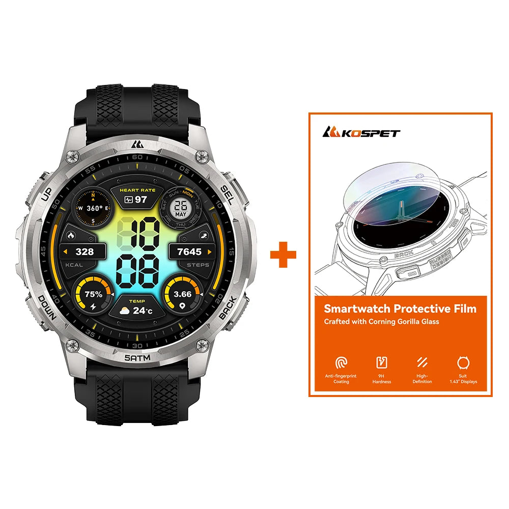 Kospet Tank T4C Rugged Smartwatch With GPS Flashlight Fitness Tracker