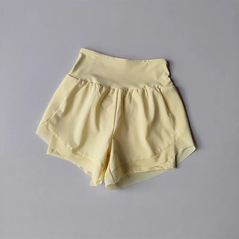 Breathable Womens Mesh 2 In 1 Quick Dry Yoga Shorts