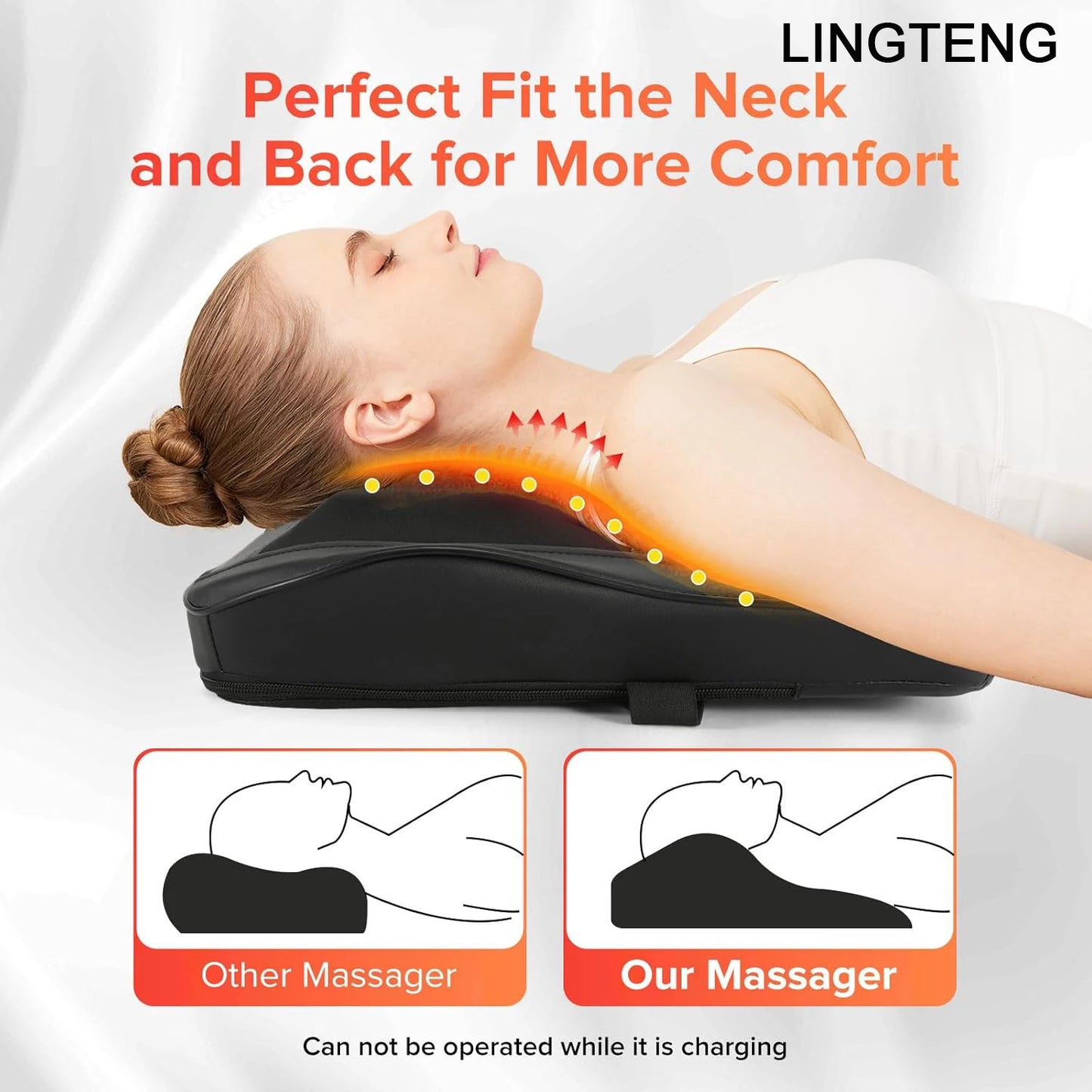 LINGTENG Wireless Back Neck Shoulder Leg Massager USB Rechargeable