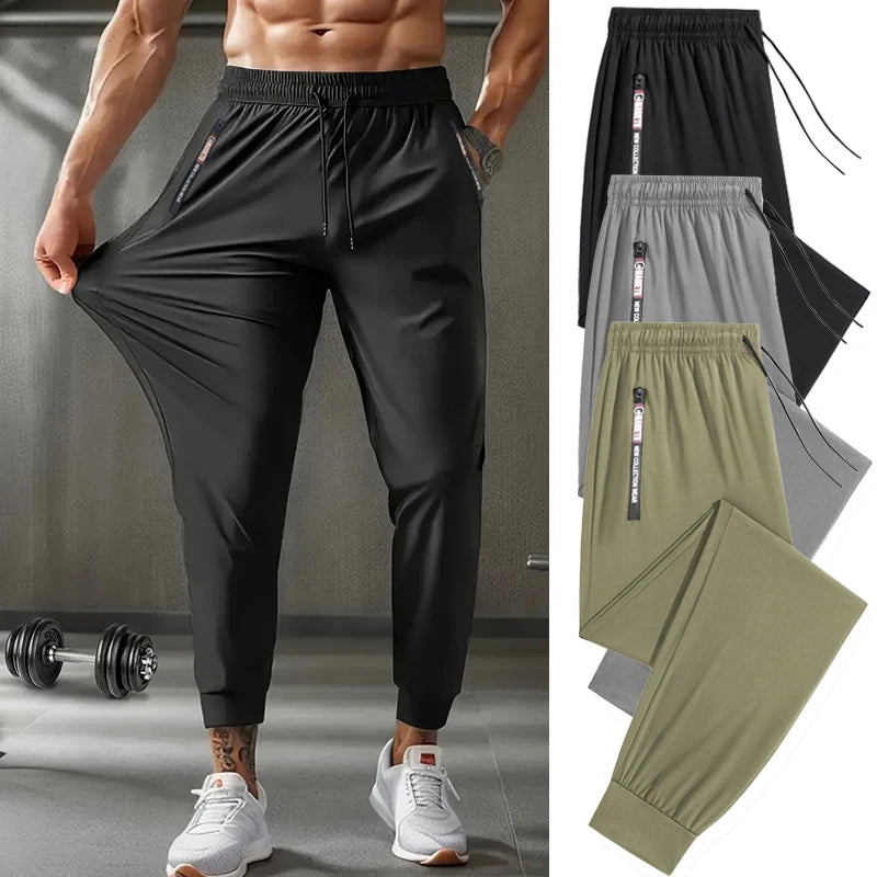 Sweatpants Hiking Running Quick Dry Zipper Pocket Taffeta Loose Fit Spring Summer Men Lightweight Pants