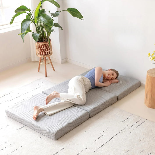 Folding Mattress With Collapsible Washable Cover For Travel And Guests