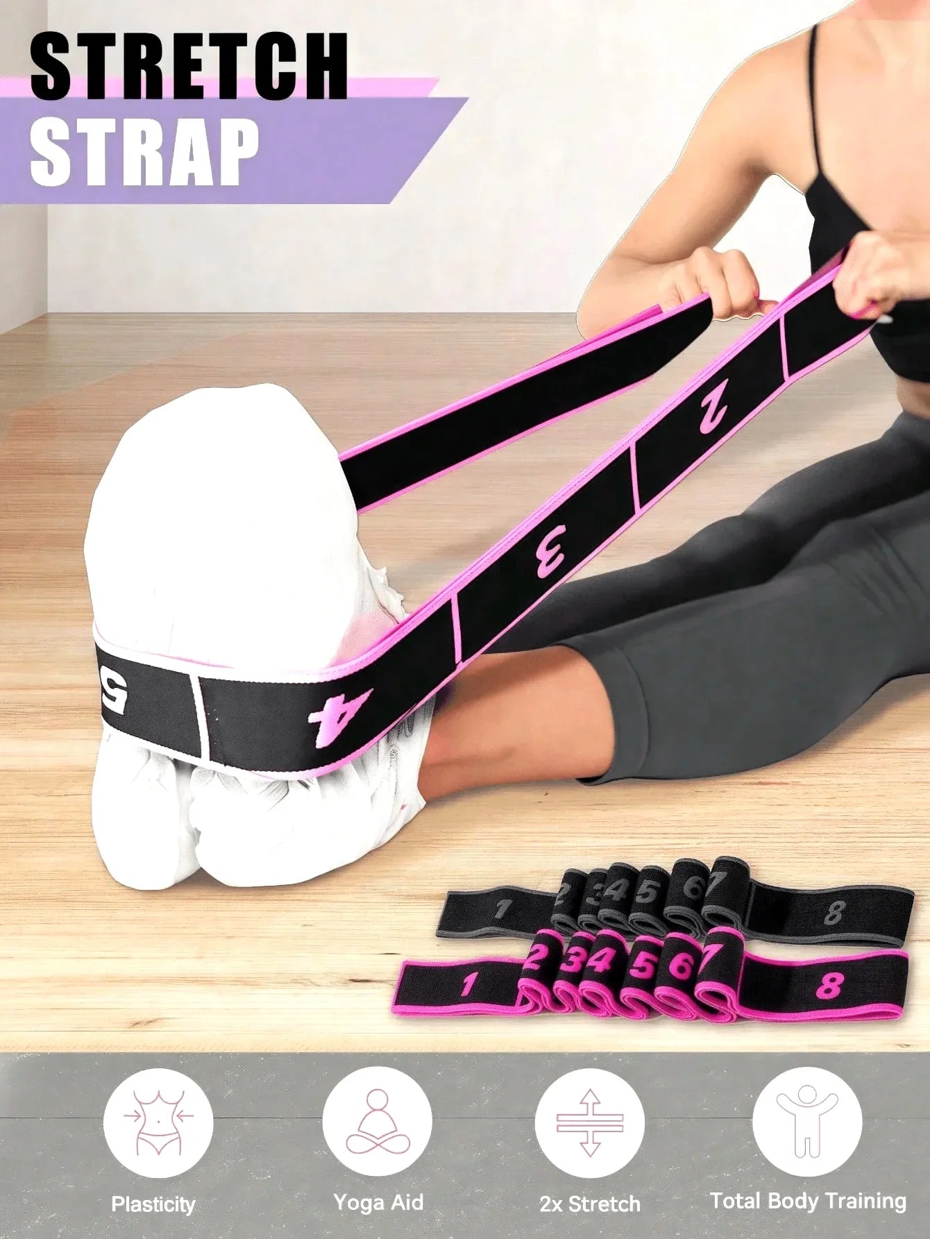 Yoga Elastic Resistance Band For Pilates And Gymnastics Training Polyester
