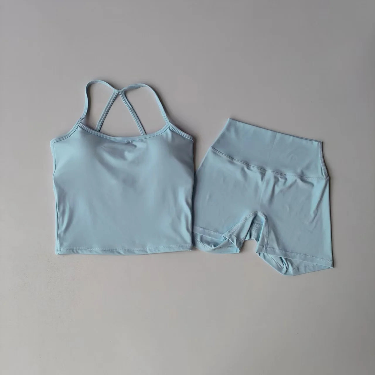 SKINOFSKIN Yoga Set Halter Top and Seamless Ribbed Shorts