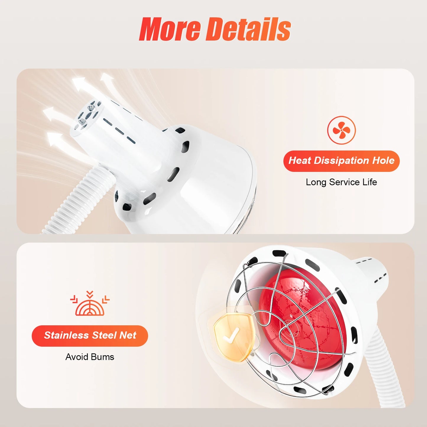 275W Adjustable Infrared Heat Lamp For Muscle And Joint Pain