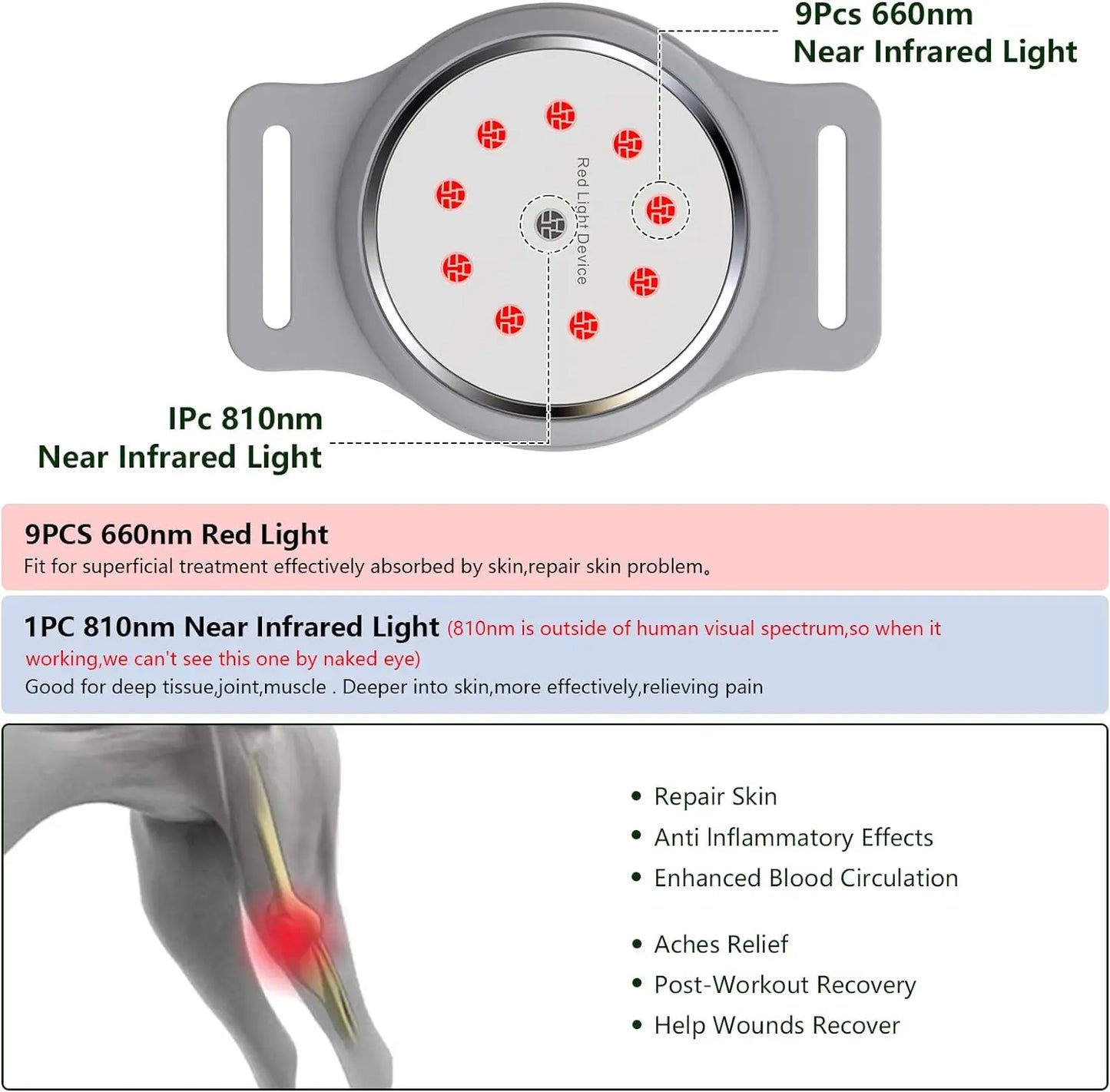 Red Light Therapy Device For Pets Arthritis Relief 660nm 810nm