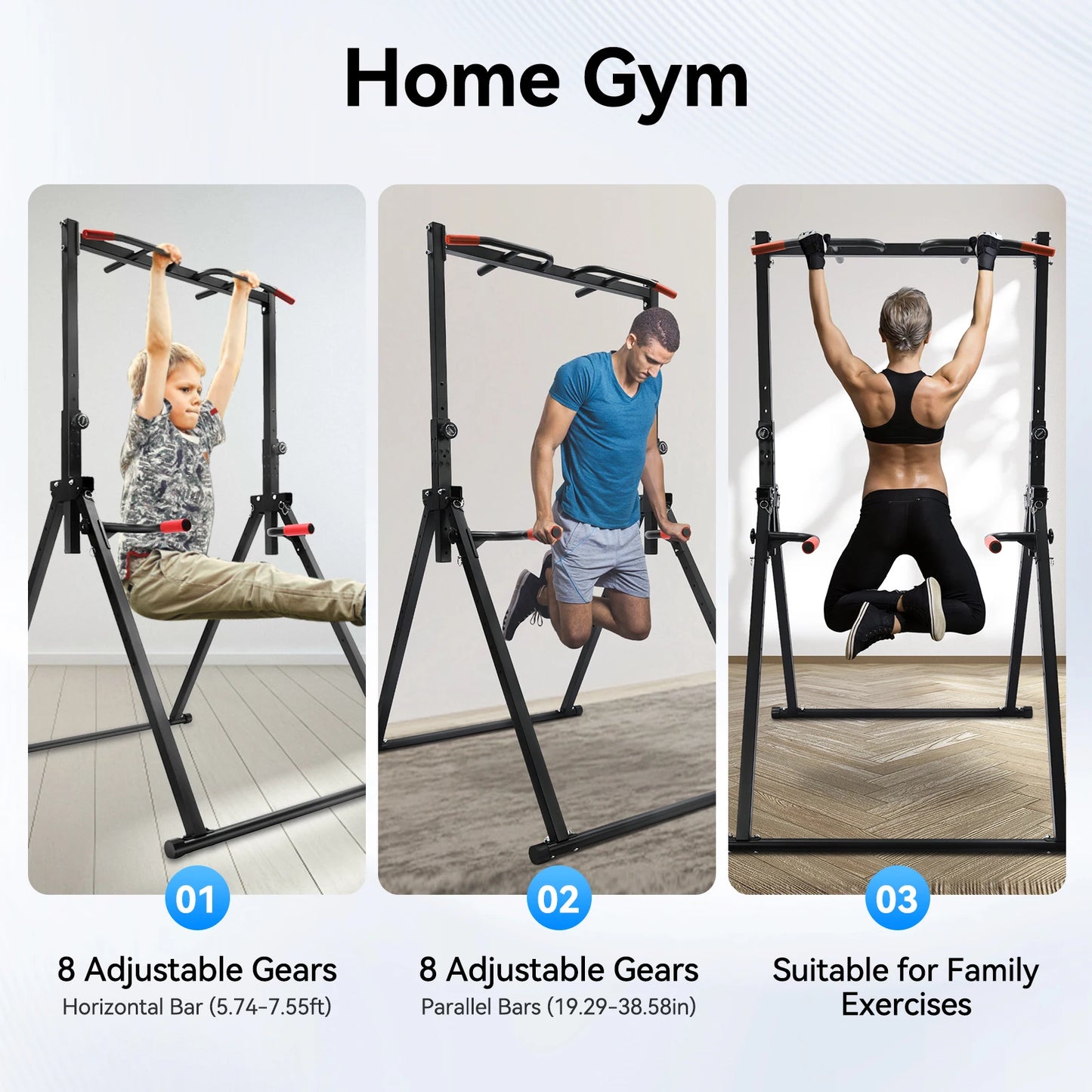 Adjustable Pull Up Bar Foldable Home Gym Multi Function Station