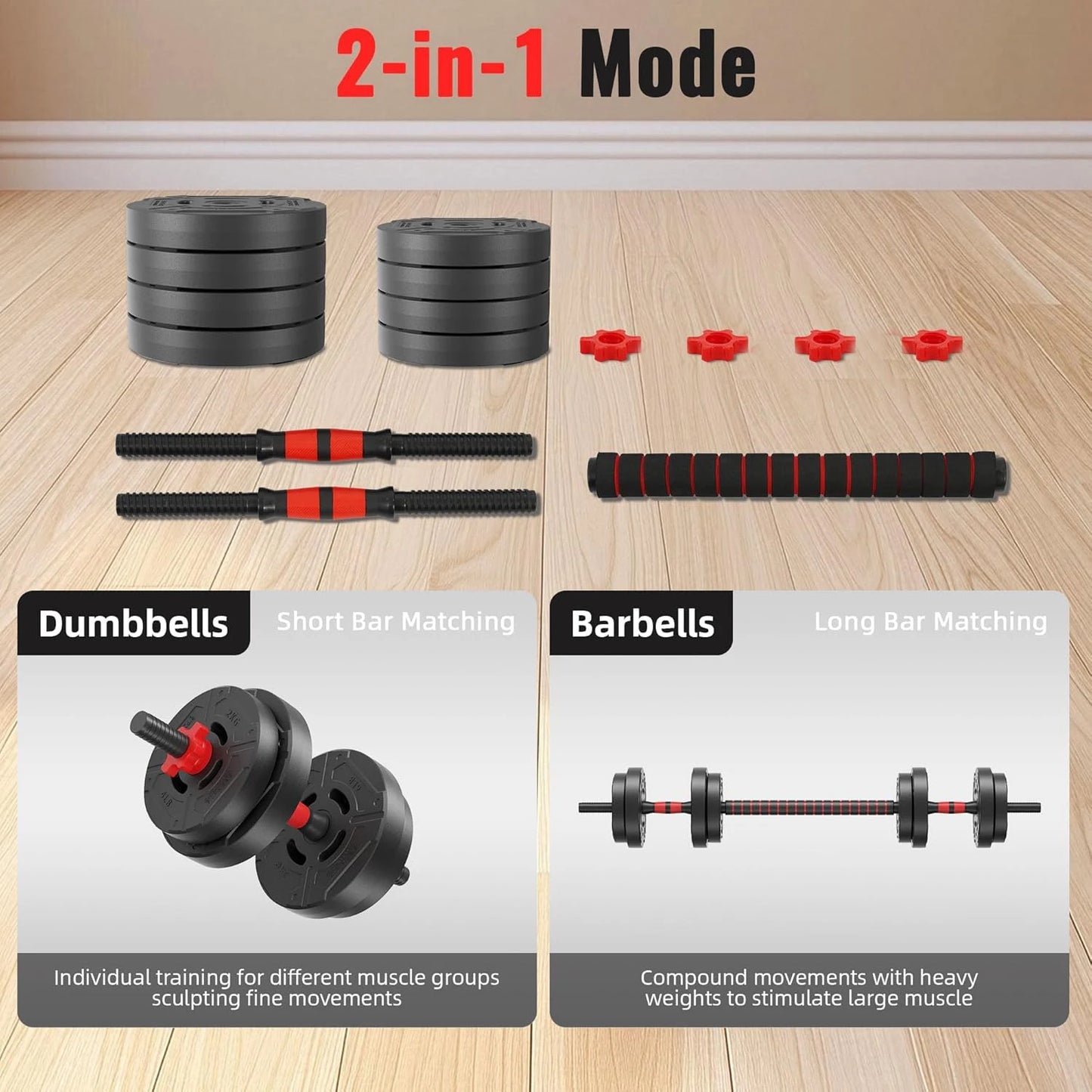 Adjustable Dumbbell And Barbell Set For Home Fitness