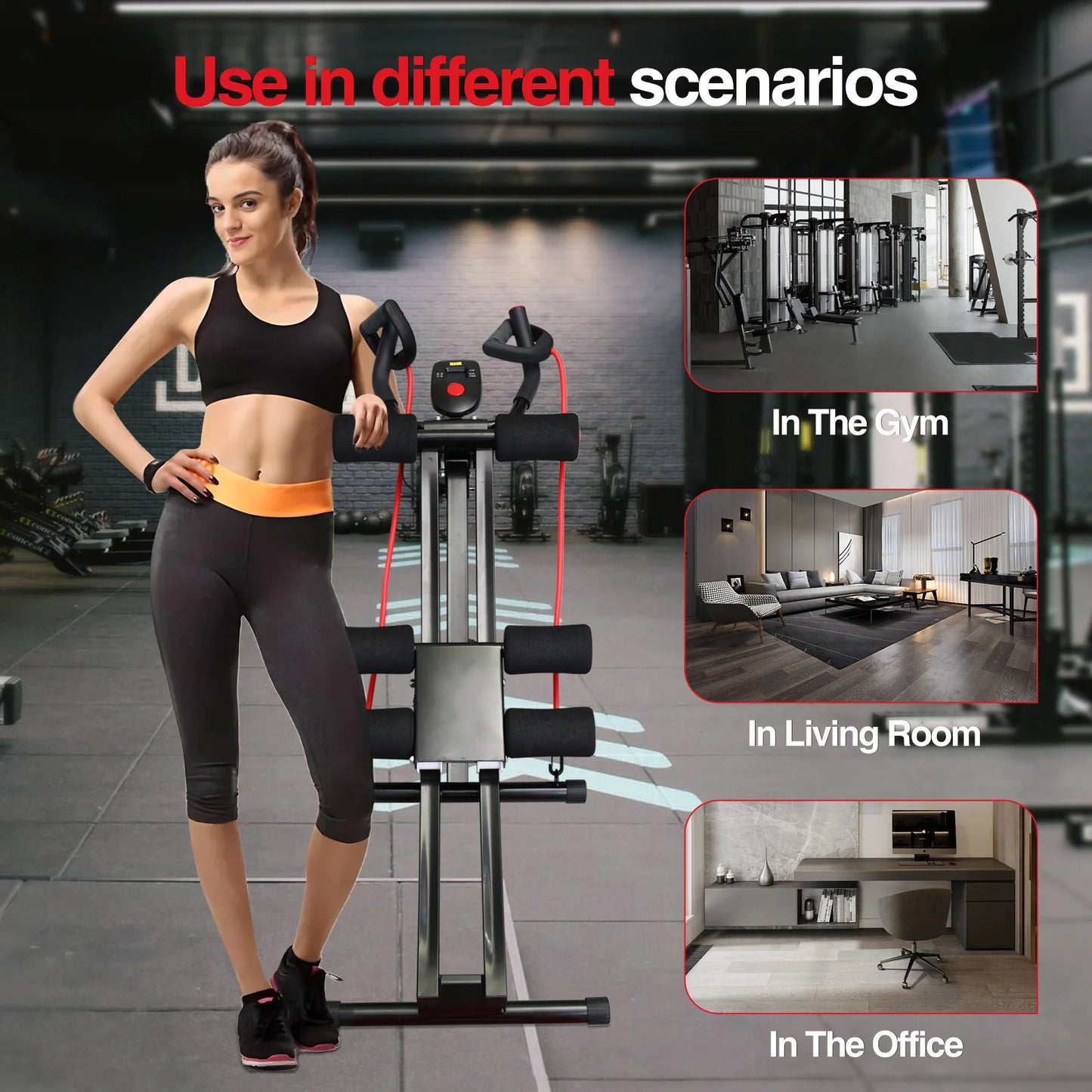 Foldable Ab Machine For Home Gym Core Trainer LCD Display