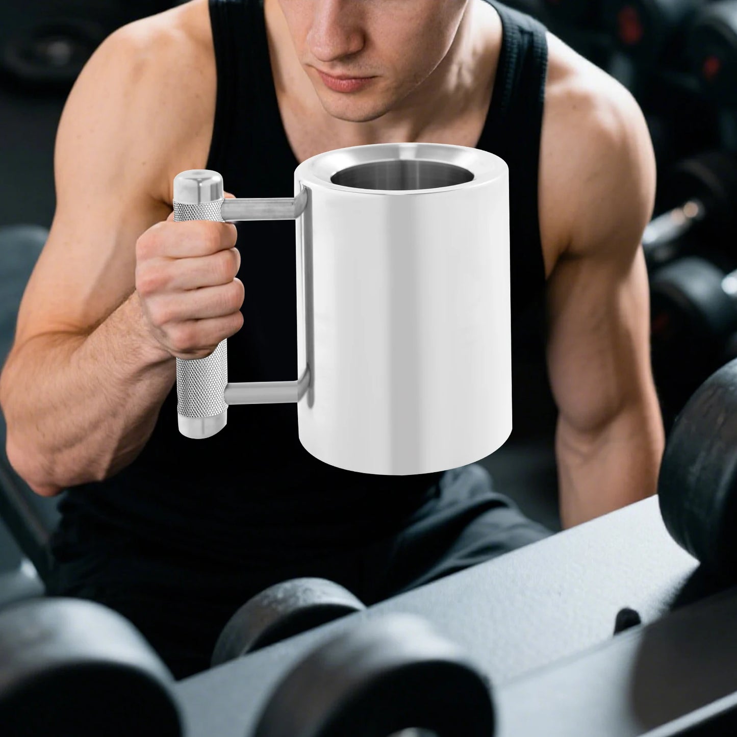 Bymaocar Stainless Steel Sports Mug With Textured Handle